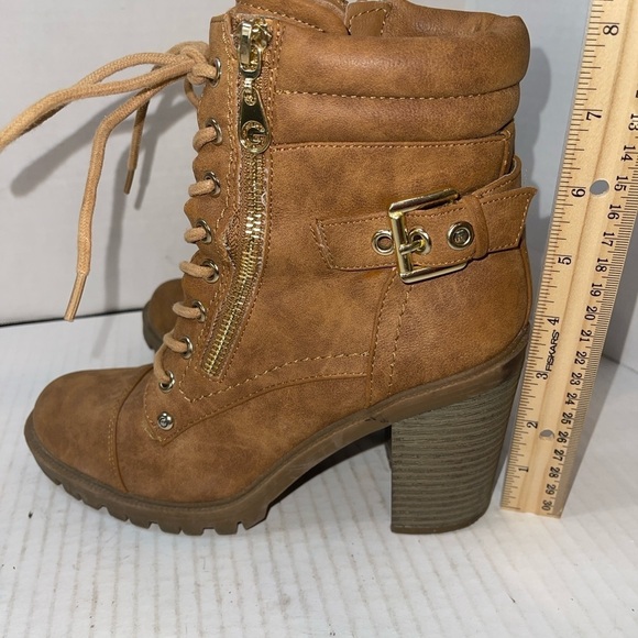 GBG by Guess Women's Boots 7M Brown All Manmade Lace Up Block Heel Retro Zip Up - Picture 10 of 13